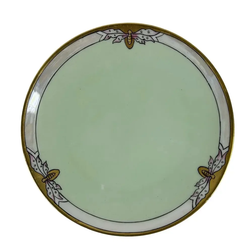 Art Nouveau Thomas Bavaria 4 Piece Luncheon Set Light Apple Green & Butterfly